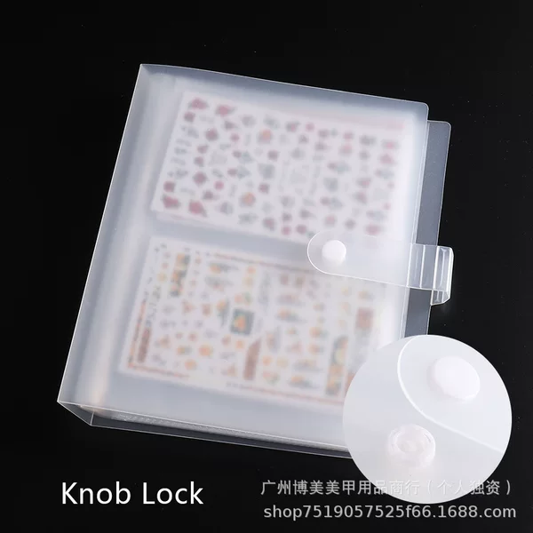 Japanese Nail Art Stickers Storage Book with Buckle Transparent Frosted Stickers Large Capacity Storage Book Nail Decals Display Book
