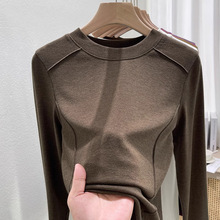 欧货双面德绒修身显瘦内搭打底衫女秋冬新款洋气保暖百搭t恤上衣
