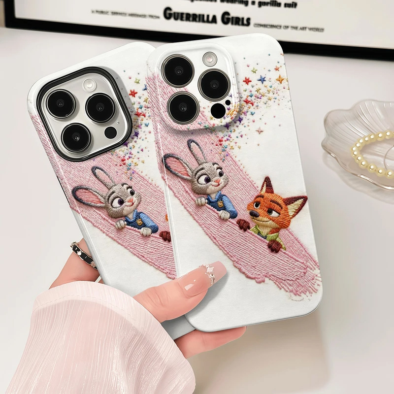 Pintura al óleo Judy para Apple 17promax dibujos animados lindo iPhone 16pro lente todo incluido 15 nuevo 1