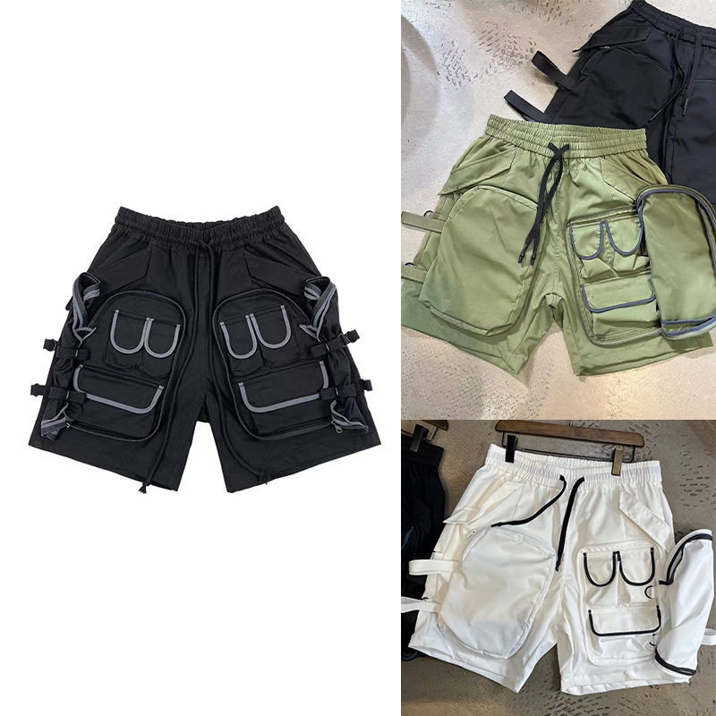 Cross-border European and American Summer Retro High Street Loose Fashion Brand Small Pocket American Functional Tactical Men's Five-point Shorts