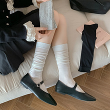 春夏薄款袜子镂空无骨女士堆堆小腿袜百搭中长筒女袜JK网眼长袜棉