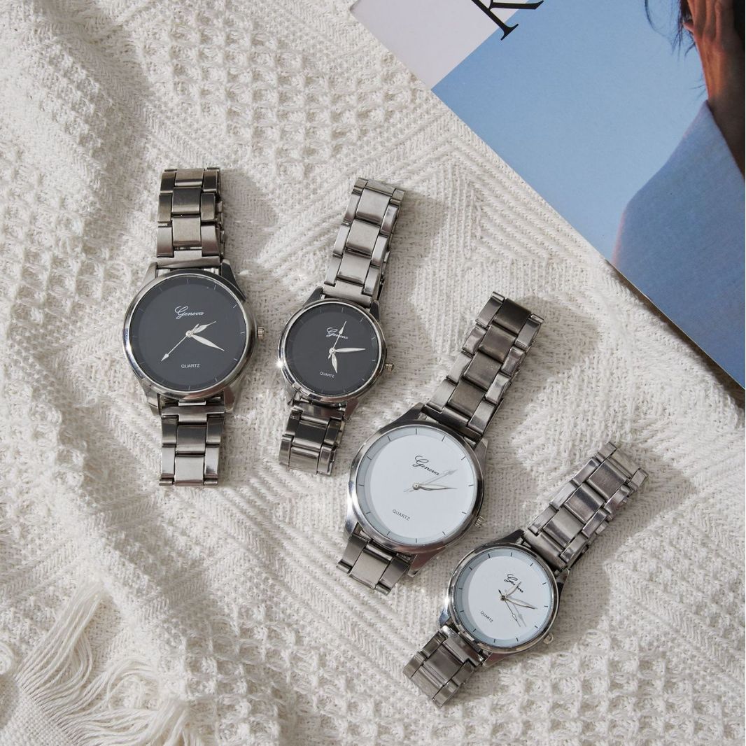 Reloj informal con banda de acero para parejas, reloj de moda para hombre, reloj de cuarzo para mujer, reloj con banda de acero