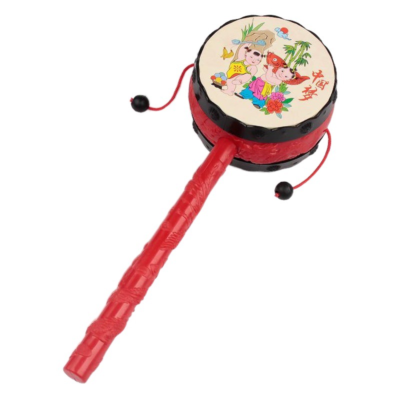 High-Quality Auspicious Swing Rattle Nostalgic Chinese Style Traditional Classic Baby Shaker Hand-Cranked Educational Enlightenment Toy
