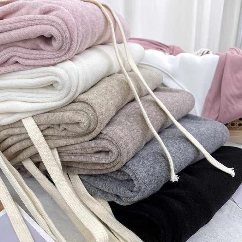 Rice Velvet Towel Wide-Leg Pants for Women, Spring & Fall High-Waisted Drawstring Loose Draped Straight Slimming Look Soft Casual Floor-Length Pants