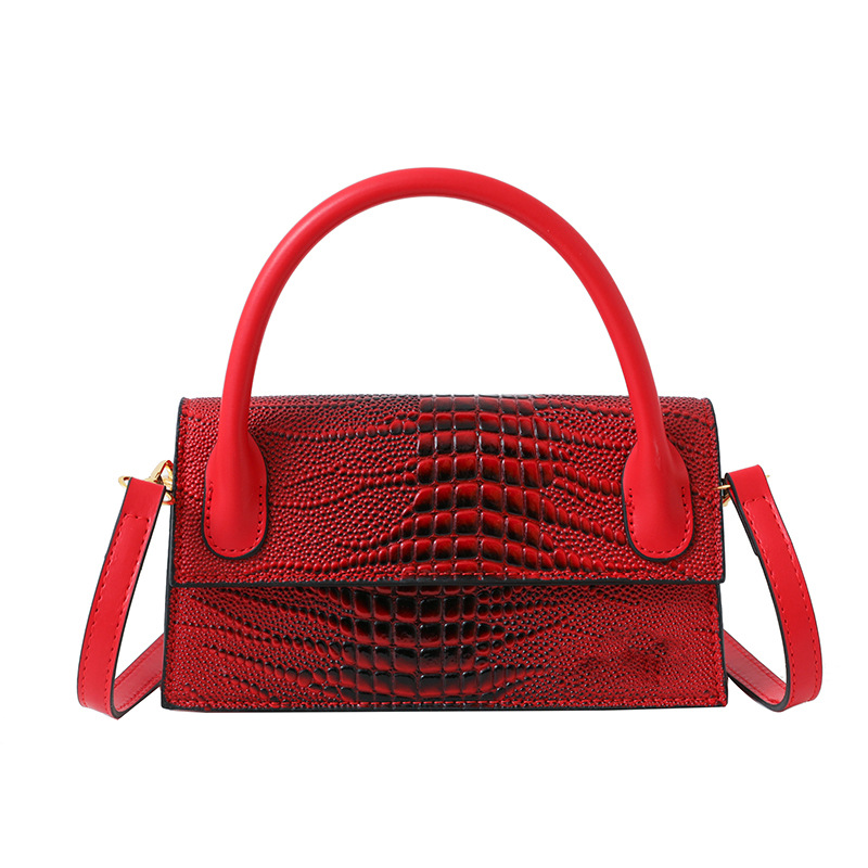 2024 bolso cuadrado pequeño, sentimiento transfronterizo de alta gama, estilo de nicho, bolso de mujer con letras extranjeras, bandolera con patrón de cocodrilo