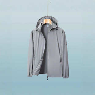 Thirty Autumn Summer Ice Silk Sun Protection Clothing Men's Thin Outdoor Breathable Sports Hooded Sun Protection Clothing Uv Protection