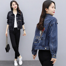 2025春季新品韩版显瘦复古刺绣花朵牛仔短夹克上衣潮牛仔外套女