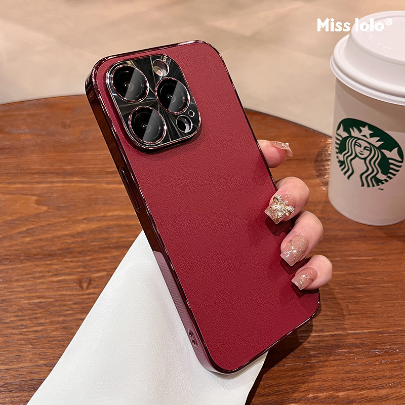 Película de lente de cuero de color rojo vino chapado xal