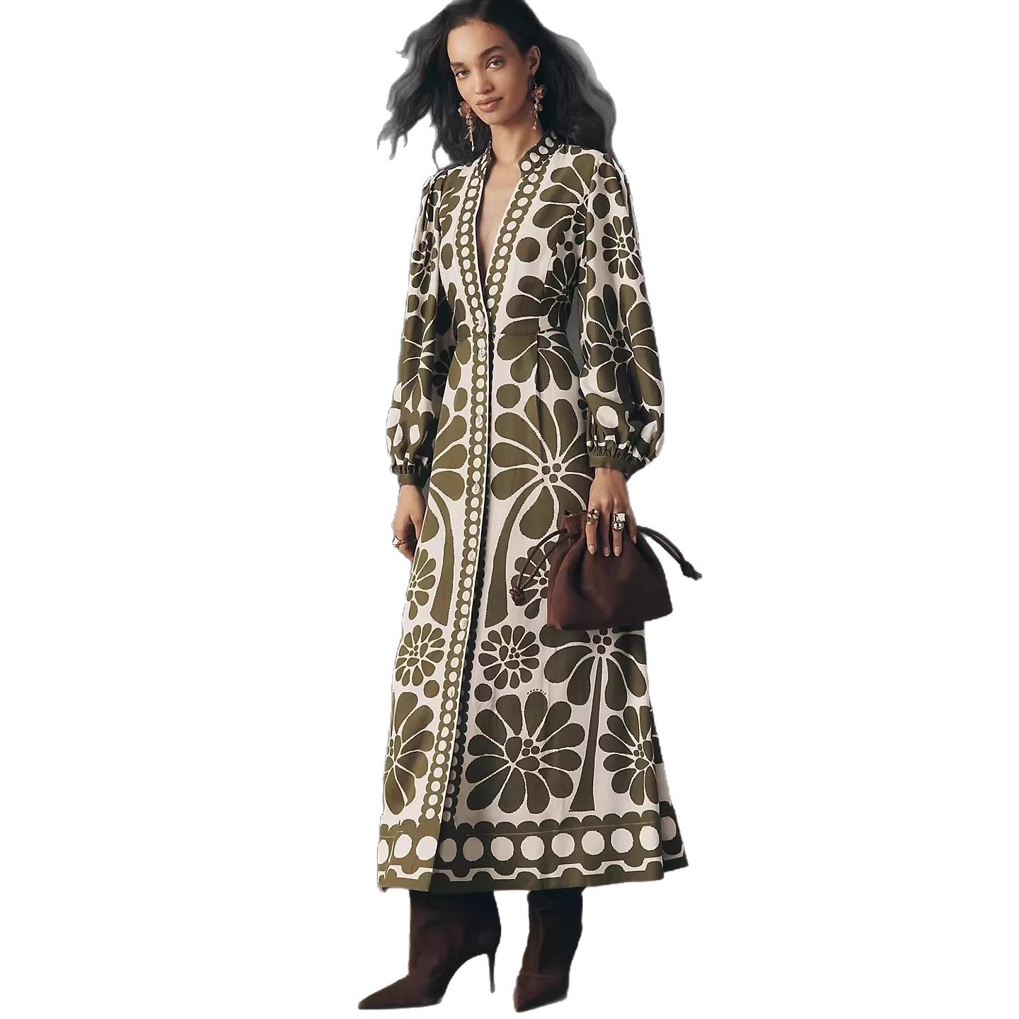Women's Clothing Elegant Bohemian Printed Shirt Dress Long Sleeved Women's Clothing For Formal & Casual For Women_ecoleips.com