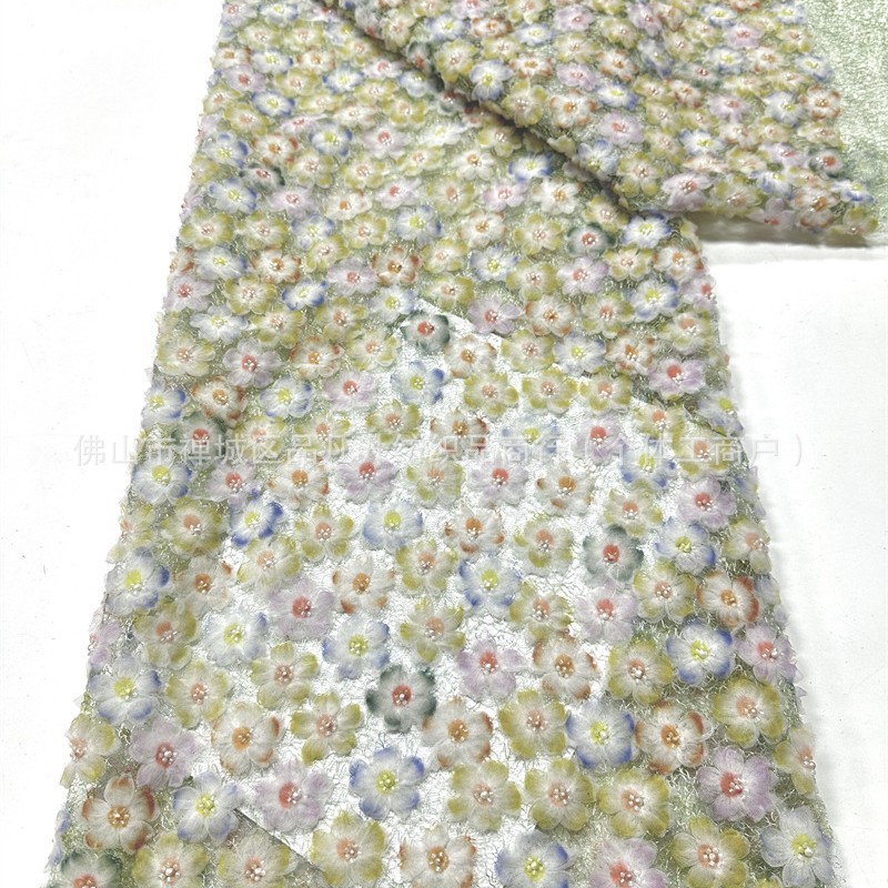 Fabricante nuevo 3D pequeña tela de flores y cuentas ins red con un vestido fresco pequeño vestido de tela de moda