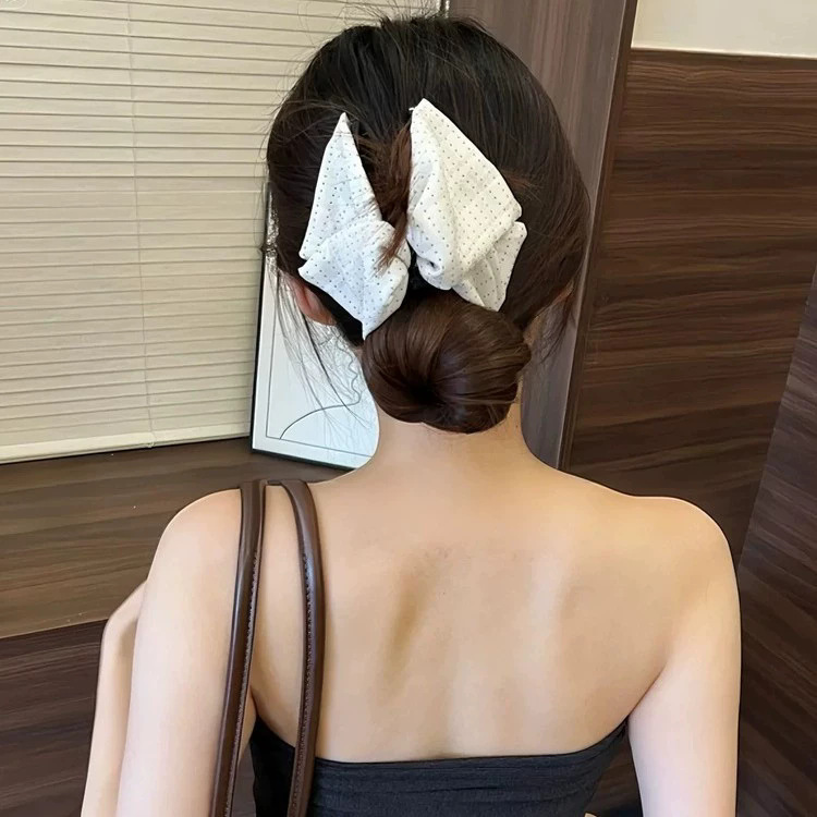 法式赫本风布艺波点抓夹时尚气质后脑勺发夹盘发鲨鱼夹子韩国发饰|undefined