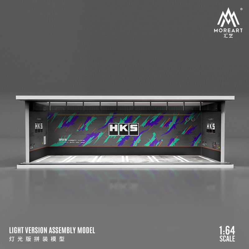 Escena 1:64 garaje de estacionamiento subterráneo modificado RV modelo de coche caja a prueba de polvo con montaje de luz LED