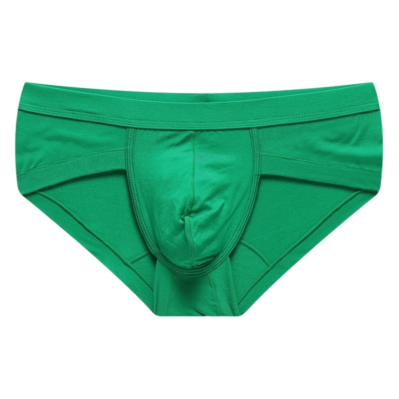 Ropa interior modal de los hombres Calzoncillos niños u bolsa convexa anti-apriete cintura baja color sólido pantalones cortos simples pantalones cortos de cabeza rojo