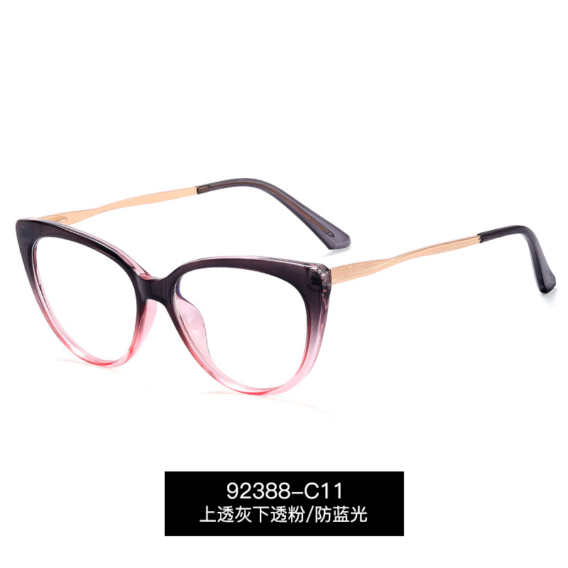 TR92388 metal primavera pierna gato marco anti-azul gafas de luz con gafas de miopía marco TR90 gafas lisas para las mujeres