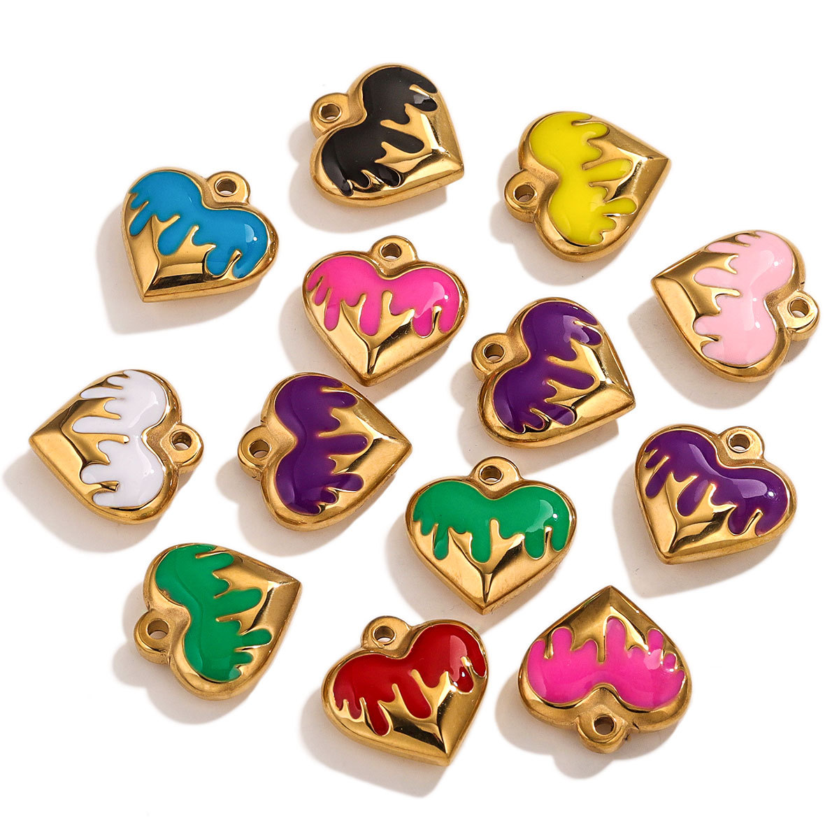 27g Weight PVD Coated Gold Plating Process Pendant Jewelry Making Type 18K Gold Plated, Real Gold Plated Plating Material 5 PCS/Package Stainless Steel PVD Coated Real Gold Plated Heart Shape Pendant DIY Jewelry Accessories