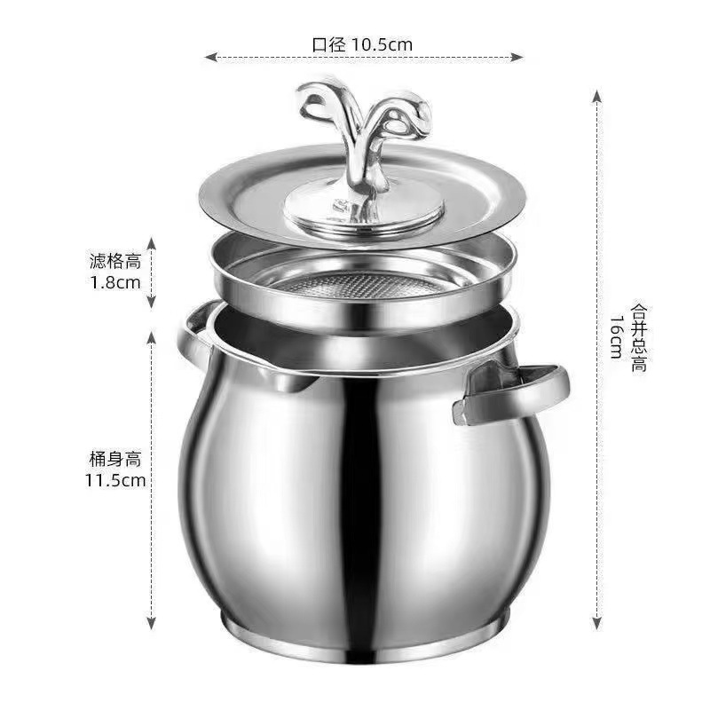 不锈钢猪油罐大容量储油桶带盖耐高温储物罐带过滤网大号猪油罐|undefined