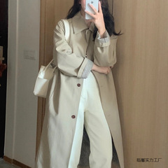 大码胖妹妹风衣外套女2025春季新款英伦风中长款系带收腰过膝临馨