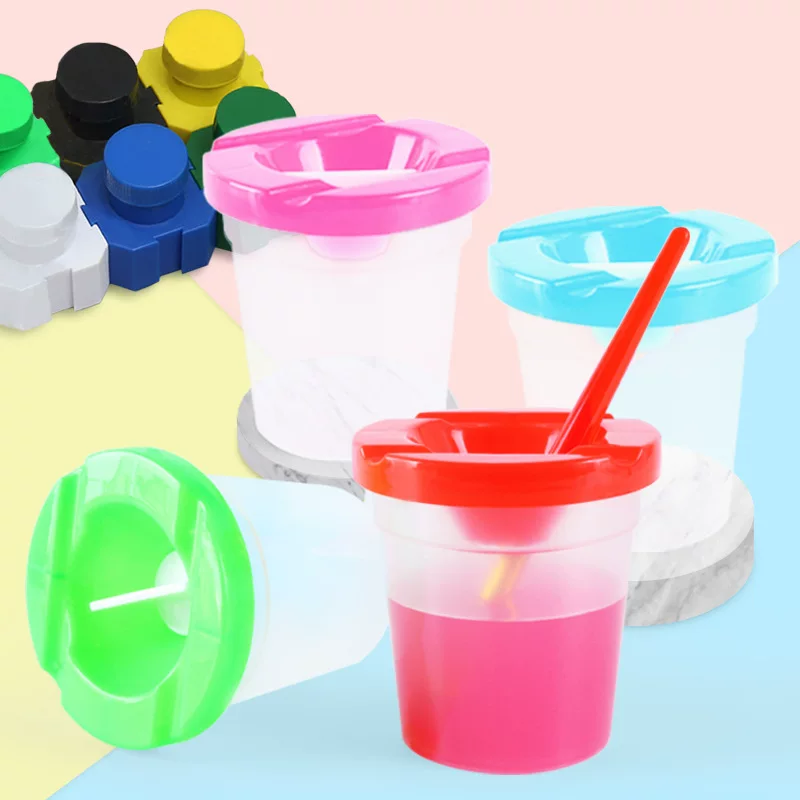 Factory direct selling children's creative paintings with plugging cup handmade painted paint to prevent the color cup wholesale