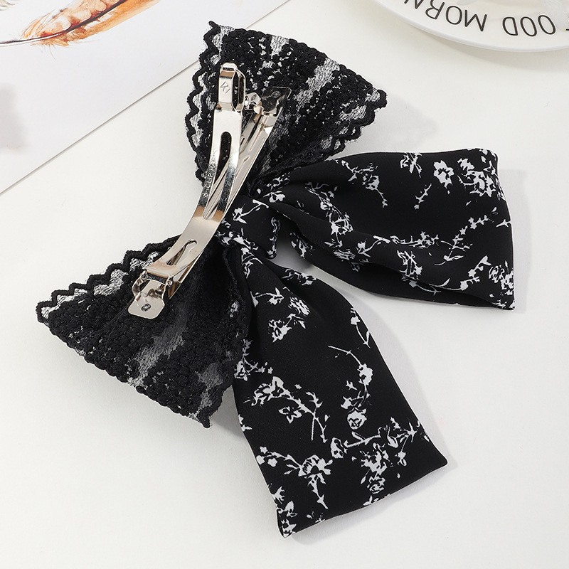 Fashion Lace Bow Metal Spring Black Hair Clip Wholesale display picture 3