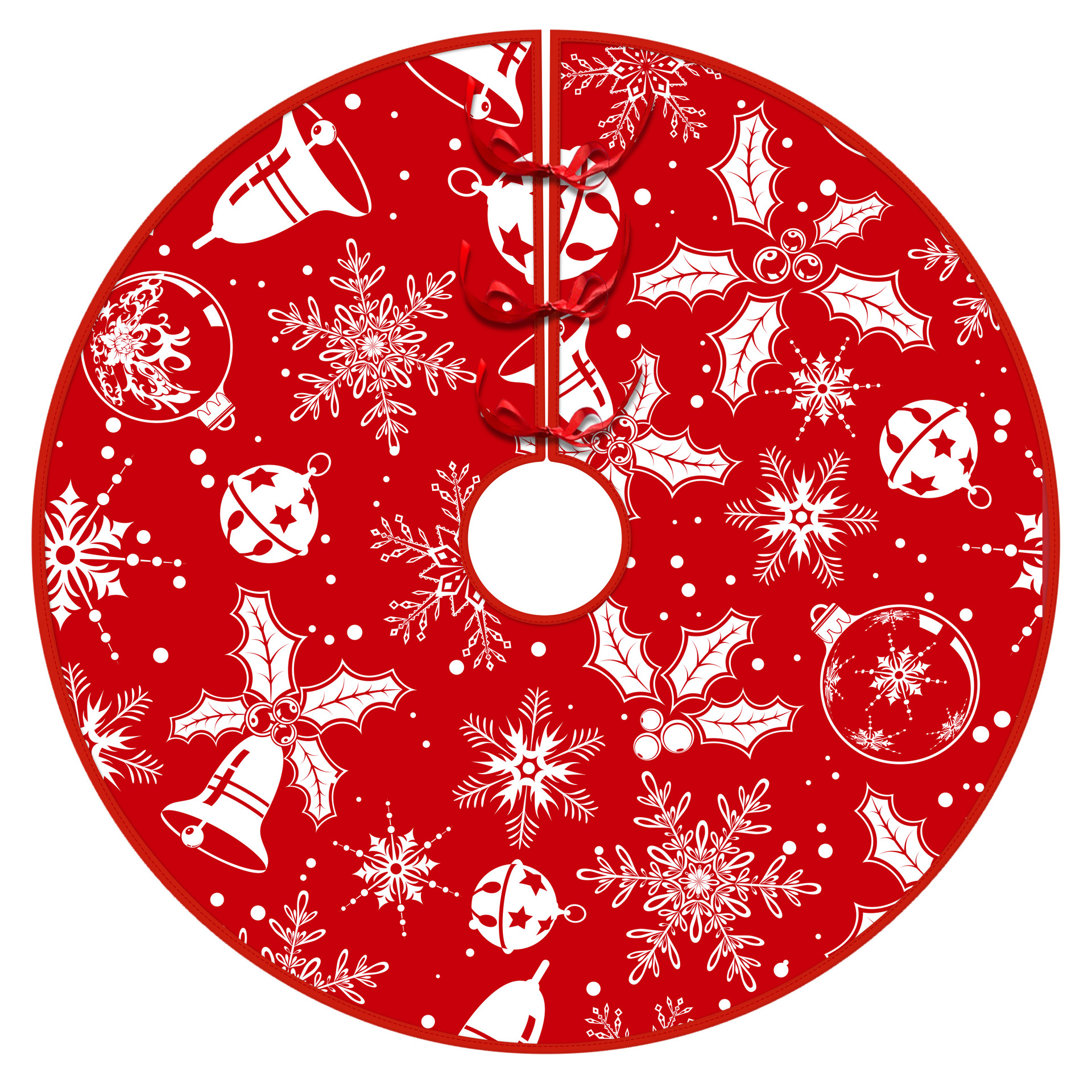 Falda del árbol de Navidad Decoración navideña falda del árbol muñeco de nieve Decoración del árbol de Navidad Alces rojos Falda del árbol de Santa