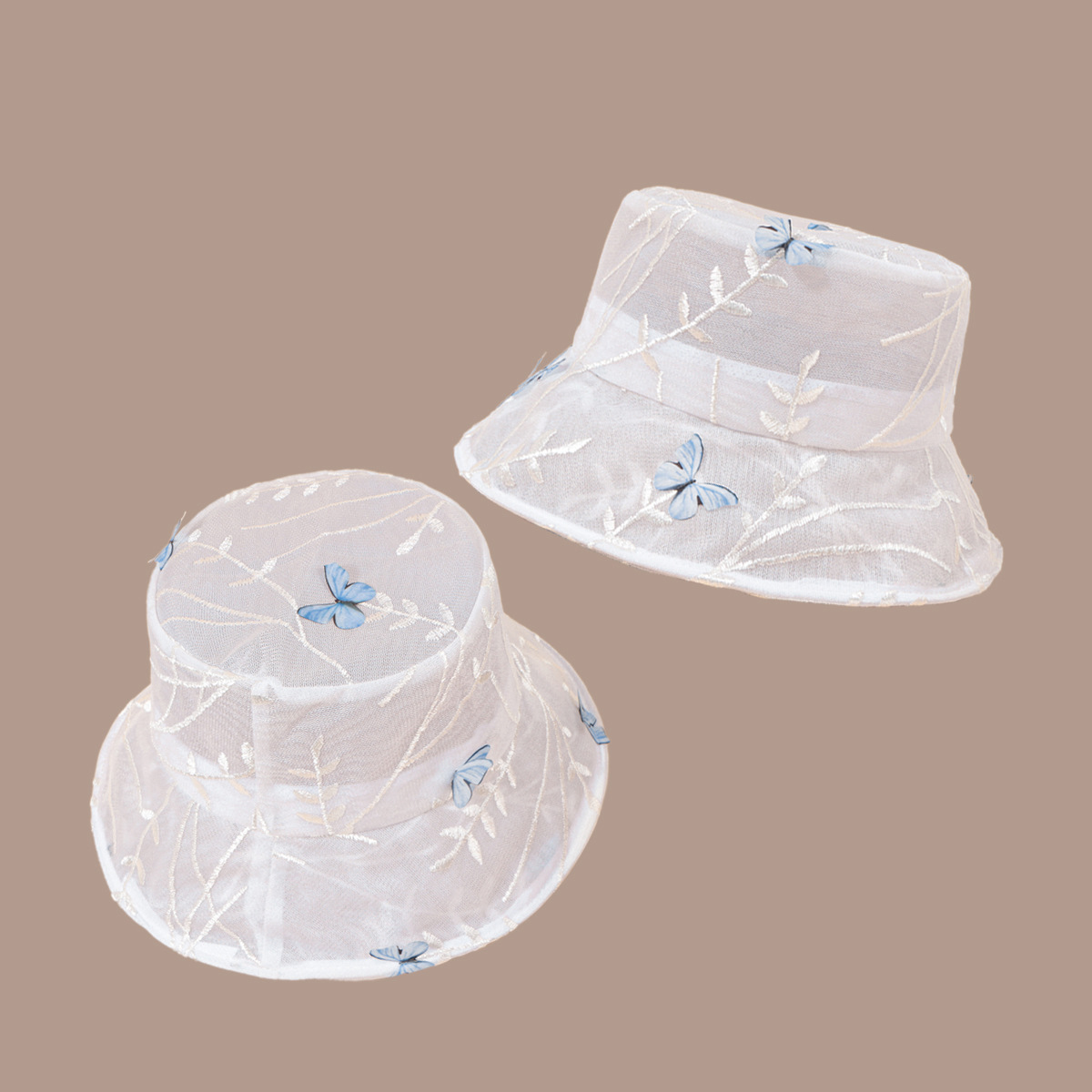 Fashion Butterfly Net Yarn Breathable Sunshade Fisherman Hat display picture 3