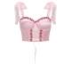 European and American style women's vest flower lace satin strap silk belt steel ring Fishbone hot girl camisole