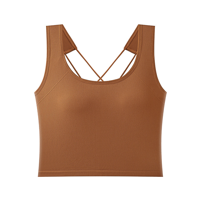 Belleza inconsútil espalda correa cruzada chaleco sujetador interior y exterior desgaste fijo Copa ropa interior caliente chica base tubo superior chaleco