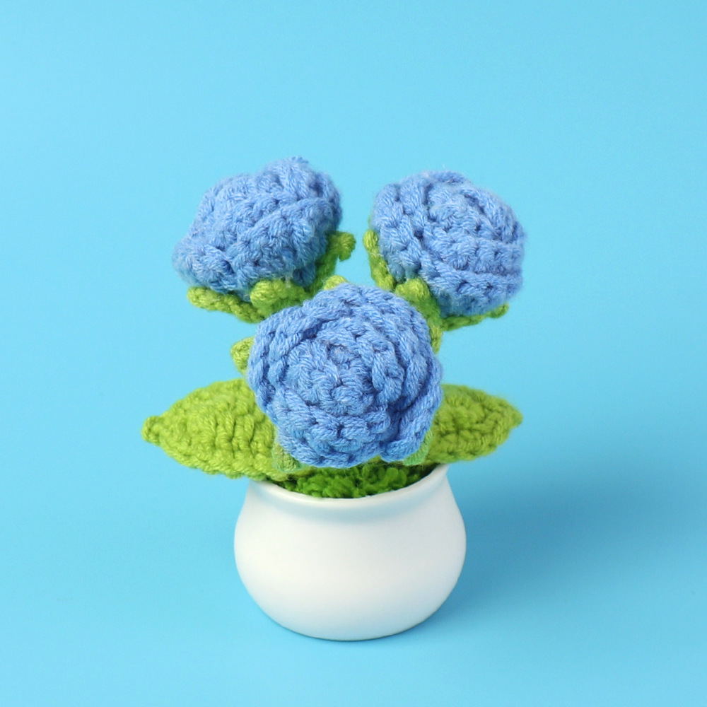Rosas azules acabadas (3 cabezas) Pequeñas macetas