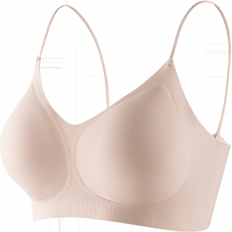 細い肩紐のゼリーストリップブラ、女性用固定カップ、椿の香り、超薄型、小胸用プッシュアップブラ、シームレス、秋向け|undefined