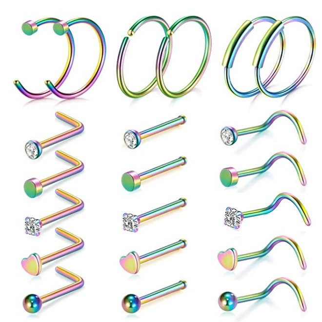 Nose piercing, set, physiological accessories stainless steel, Amazon