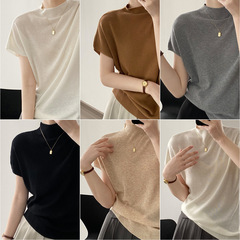 言葉双気質ジャケット名媛風ニットtシャツ女性夏新作ミルクfufu半袖上着女性P807