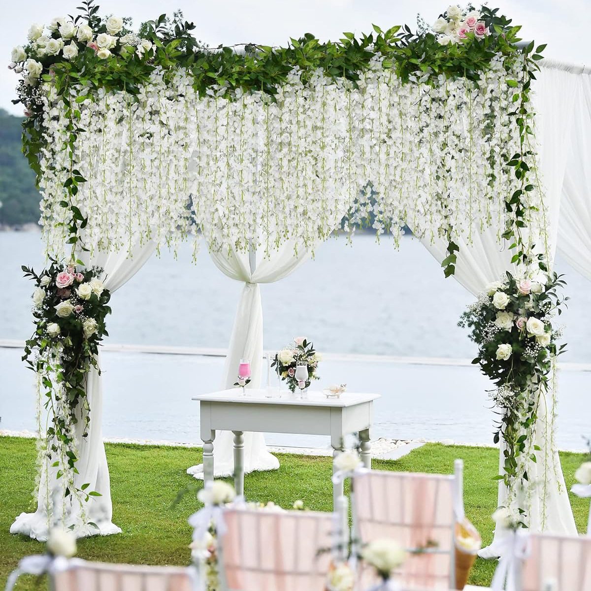 Amazon venta al por mayor flor de wisteria decoración de bodas flores falsas flor de frijol wisteria