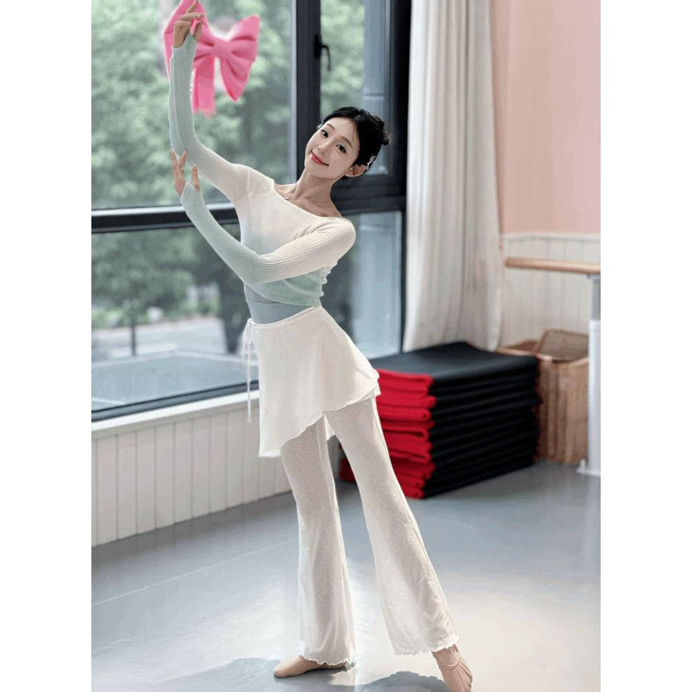 Балетные прямые брюки, дышащие длинные брюки, предварительно согревающие тренировочные танцевальные брюки, многослойные брюки, расклешенные высокоэластичные утягивающие брюки