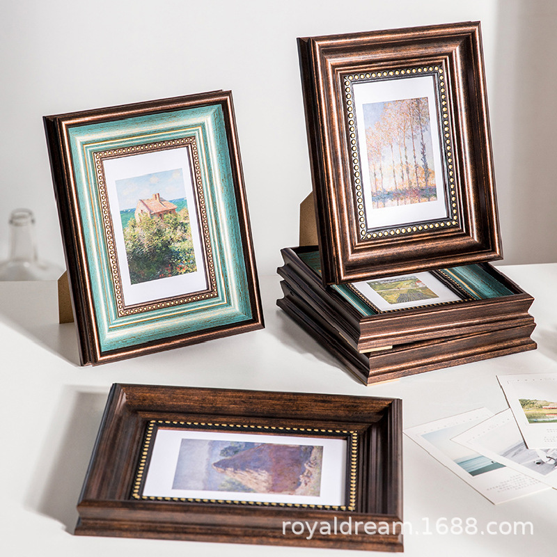 Montaje de marco de pintura al óleo Marco de marco de imagen retro europeo Marco de montaje en pared Marco de pintura al óleo digital europeo Montaje de Marco