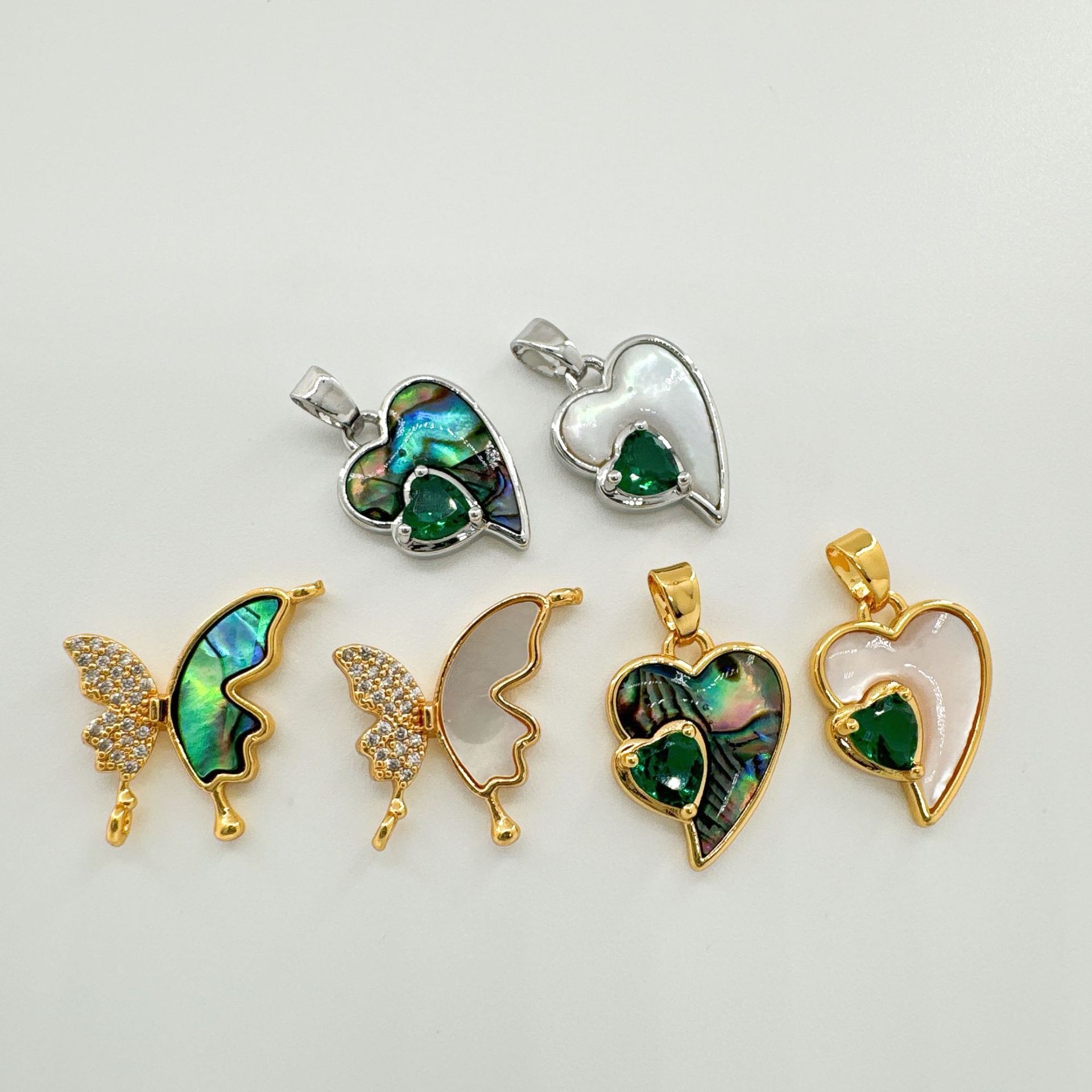 4g Weight Pendant Jewelry Making Type 22mm Jewelry Making Size 1 Piece 22mm Copper Shell Heart Shape Butterfly Pendant