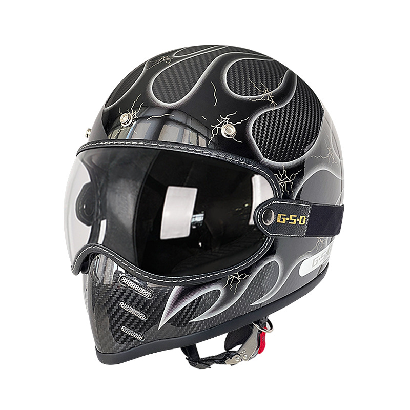 Motosiklet kaskı (dəbilqə) — Motuoche Helmet Electric Motorcycle - 3k-silver-flame-transparent-lens-m55-56