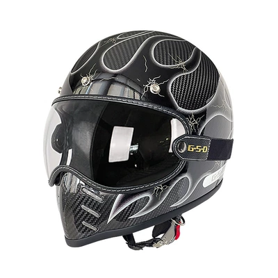 Motosiklet kaskı (dəbilqə) — Foreign Trade Export Carbon Fiber Retro - 3k-silver-flame-transparent-mirror-m55-56