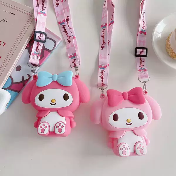 Kuromi Silicone Coin Purse Children's Bag Storage Headphone Bag Cartoon Sanrio Mini Cute 2024 Spring Style
