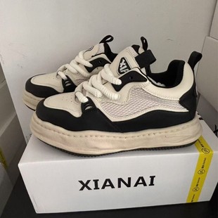 National Fashion Retro Thick Bottom Height Increasing White Shoes 2024 Autumn New Youth Fashion Dissolved Bottom Sports Skateboard Shoes