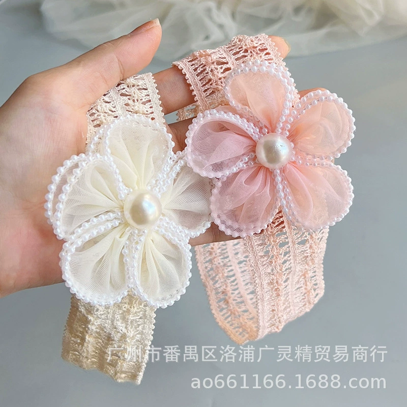 Sweet Flower Детская повязка для волос детская девочка в полнолуние фото головной убор новорожденный не тугая голова большая эластичная повязка на голову аксессуары