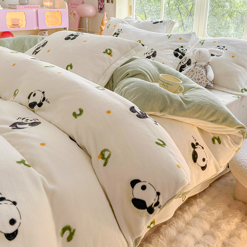 2025 nuevo edredón de seda de leche de una sola pieza de invierno cálido coral 150x200x230 edredón