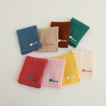 韩版压胶Luck字母笑脸儿童羊绒针织围巾秋冬户外保暖宝宝毛线围巾