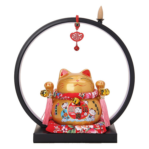 Money Tree Cat Lamp Ring Creative Home Decor Ceramic Piggy Bank Gift for Shop Opening