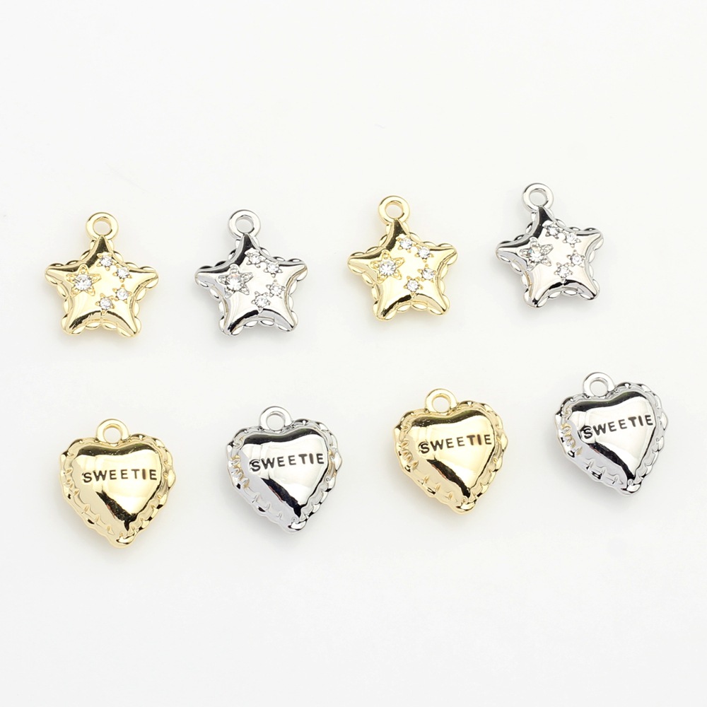 50g Weight Pendant Jewelry Making Type Rhinestones Inlay Material DIY Jewelry Accessories Classification 10 PCS/Package Quantity Alloy Material Star, Heart Shape Pattern Plating, Inlay Design Simple Style Style 10 PCS/Package Alloy Rhinestones Star Heart Shape Pendant 无