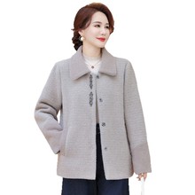 洋气妈妈秋装外套时尚毛呢上衣服中老年女装春秋季中长款呢子大衣