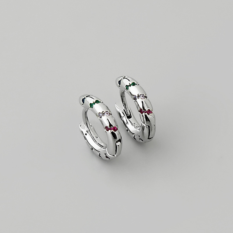 simple glossy round inlaid zircon copper earrings wholesale Nihaojewelrypicture1