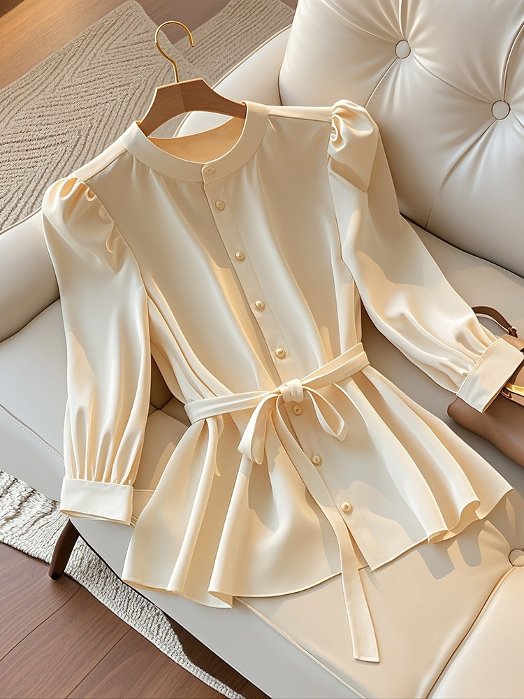 Women's Clothing beautiful milk series gentle and sweet temperament tops are super beautiful apricot long sleeved shirts for women in early autumn_voghion.com