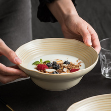 日式家用陶瓷拉面碗高级感甜品碗复古商用拌面碗创意精致汤碗