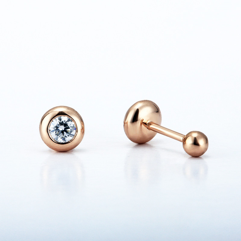 Rose Gold Plated, White Gold Plated Plating Material 1 Pair Rose Gold Plated White Gold Plated 925 Sterling Silver Rhinestones Round Ear Studs
