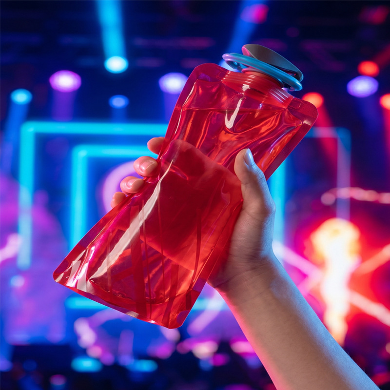 Thickened portable foldable soft water bag for outdoor concerts, travel, camping, and cycling, made of PE, 700ML water bag